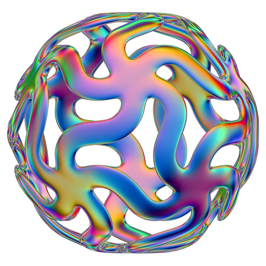 潮流酸性全息金属镭射机能彩虹3D立体几何图形png免抠图片素材【032】